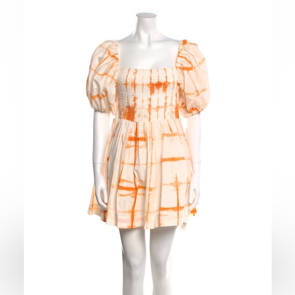 SWF tie dye mini dress with puff sleeves